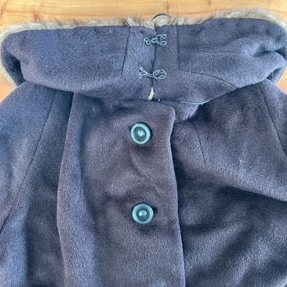 Vintage 60’s Ladies Brown Fox Fur Collar Mink Button Down Long Trench Coat - Picture 7 of 9